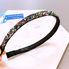 블루리본 자체제작 수공예 무지개 귀편한 빗 머리띠