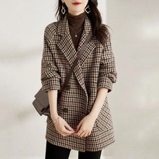 ANYOU 여성 봄 가을 클래식 정장 코트 더블 자켓 점퍼