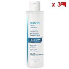 DUCRAY Keracnyl Purifying Lotion 듀크레이 케라크닐 퓨리파잉 로션 오일리 스킨 위드 임퍼펙션스 200ml 3팩, 3개 - 크리드아토마이저