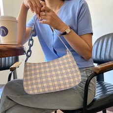 위파인더 여름 백 여 아크릴 체인 숄더 토트 백이 가방 빈티지 체크 법 겨드랑이. 방망이로