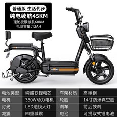Zhengbu 전기자전거 전기바이크 전동스쿠터 배달전기자전거 자전거오토바이, 12AH/검정/45KM/LCD
