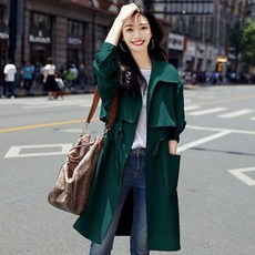 여성 라인 -3 트렌치 코트 우아한 레이디 스트리트웨어 미학 미니멀리스트 빅 포켓 방풍 트렌디 패션 칼리지