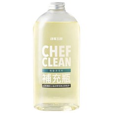 CHEF CLEAN 淨毒五郎 碗盤清潔劑補充瓶, 符合衛福部食品洗劑級高標製造, 適用於各種食材、食器的清潔, 1L, 1瓶