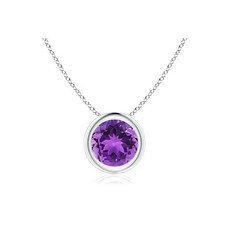 [미국] 766841 Parade of Jewels Certified Bezel Set Gemstone Pendant Necklace in 14k White Gold (7mm)