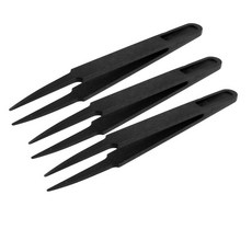 3 PC를 검은 색 플라스틱 전자 뾰족한 팁 정전기 방지 핀셋, 보여진 바와 같이, 하나