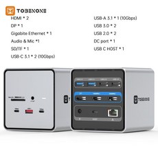 TobenONE USB C 도킹 스테이션 150W 전원 어댑터 포함 델 HP 레노버용 2 LEDMI DP 3 3.1 SD 4.0 T, 04 UDS032 AU Plug