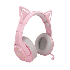ONIKUMA 3.5mm 듀얼 홀 고양이 귀 게이밍 유선헤드셋, 핑크, K9