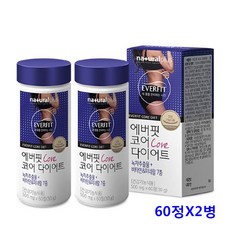 에버핏 코어 다이어트 식품 녹차 카테킨 추출물 분말 체지방 복부지방 60정X2병, 6병, 60정