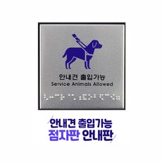 시각장애인 안내견 출입가능 안내판 점자판 100X100mm