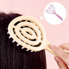 오드니 헤어 두피 마사지 브러시 실리콘 샴푸 빗, 1개, 크림옐로우
