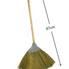 긴 나무 막대 손잡이 갈대 빗자루 낙엽빗자루 갈대빗자루, 1개