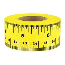 크로마라벨 1인치 천 자 테이프 반복되는 12인치 임페리얼 및 미터법 측정 각인 7야드 롤 흰색, Yellow