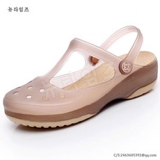 샌들 슬리퍼여성 미끄럼 방지 샌들 통굽 슈즈 차림으로 비치 백 슬리퍼 여름젤리 슈즈머리를 쿠션 SC 뉴타임즈 D695N117, 235, 차금