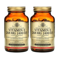 솔가 천연 비타민E 비타민이 d 알파 토코페롤 영양제 400IU 100 베지 캡슐 2통, 1개, 기본