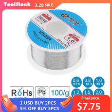 용접 납땜 Kaina 솔더 와이어 0.5/0.6/0.8/1/1.2/1.5/2.0mm 납땜 100g 60/40 FLUX 2.0% 주석 용접 로진 저 융점, [06] 1.2mm, 06 1.2mm, 1개