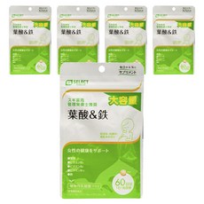 에스셀렉트 엽산 & 철분 타블렛, 5개, 60정