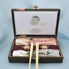H.jin 鈦製餐具組, B款, 鈦金湯筷 2組+筷架 2入+綢緞收納袋 2入+盒子+提袋