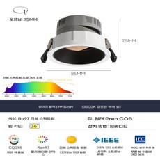 눈부심 방지 초점 LED 포커스 라이트-벽 와셔 내장형 설계, 블랙 컵 6W36 도3500K 백색광