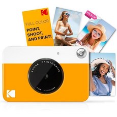 KODAK Printomatic 디지털 즉석 인쇄 카메라 ZINK 2x3 접착 인화지노란색에 풀 컬러 인쇄로 추억을 인쇄합니다., Yellow, Camera, 1개