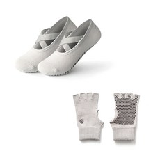 필라테스장갑 아사나 크로스리본 요가 필라테스 양말&썸홀 미끄럼방지 장갑 세트