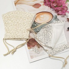 빨아쓰는 필터교체형 일회용 중형 꽃무늬 일반면마스크, 안개꽃-베이지