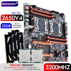 Atermiter 듀얼 X99 마더보드 서버 메모리 콤보 키트 LGA2011-3 XEON E5 2683 V4 * 2 CPU 4PCs X8 GB =