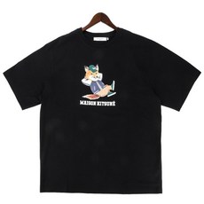 메종키츠네 23SS 남성 드레스드 폭스 반팔 티셔츠 (KM00103KJ0008 BLACK)