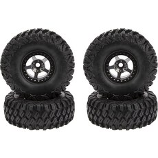DKKY 4피스 4.8cm(1.9인치) 알루미늄 합금 휠 및 고무 타이어 키트 1\/10 RC 락 크롤러 TRX-4 축 SCX10 900, 01 블랙 티타늄