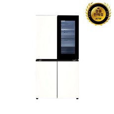 [색상선택형] LG전자 디오스 오브제컬렉션 노크온 4도어 냉장고 메탈 870L 방문설치, 베이지(상단), 베이지(하단),