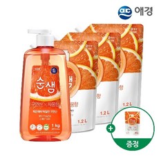 [애경] 순샘 주방세제 용기 1kg 1개+리필 1L 3개+200ml 증정 (구연산자몽), 1개