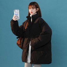 여성용 빅사이즈 단색 캐주얼 패딩