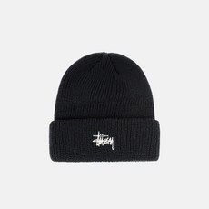 스투시 커프 비니 골지 로고 니트 모자 블랙 CUFF BEANIE BASIC