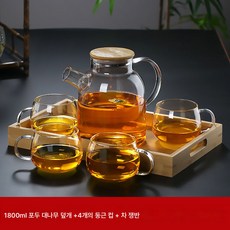 끓인 티포트 전기도기 오븐 유리 티포트 끓인 티포트 투명 대용량 두꺼운 냉수포트 가정용 주스 세트 핫80824, 1개