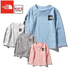 노스 페이스 키즈 주니어 T셔츠 론 TNTJ81928무엇 롱 슬리브 스퀘어 로고 티