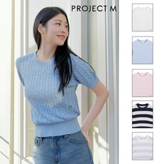 프로젝트엠 [EPE2ER2200] 여성 라운드 케이블 반팔 스웨터