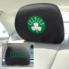 FANMATS 12526 San Antonio Spurs 자수 머리 받침대 커버 세트 - 2피스, 보스턴 셀틱스, 보스턴 셀틱스