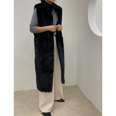 줌마샵 여성 페이크퍼 롱 밍크 코트 조끼