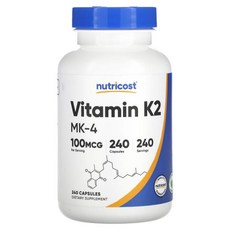 뉴트리코스트 비타민K-2 MK-4 100mcg 240 캡슐, 5개, 240정