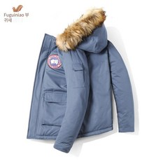 【DF】[리치 버드] 겨울 남성용면 코트 후드 짧은 패션 브랜드 한국어 스타일 청소년 따뜻한 코트 남성 코트 두꺼운