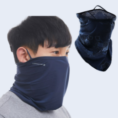 위키란쥬 여름 쿨 귀걸이 사이즈조절 멀티프 넥워머, 도트 검정색