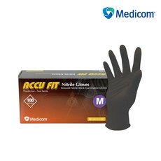메디컴 식품용 음식점 미용실 두꺼운 블랙 니트릴장갑 (5.0g) 요리용장갑 100매 x 2박스, 아큐핏두꺼운블랙니트릴장갑(5.0g)L 2박스, 2개