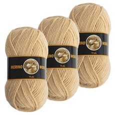 yarna 메리노 울 10ply 뜨개 털실 100g, 502 베이지, 3개