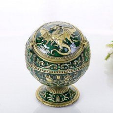 레트로 담배 재떨이 흡연 뚜껑이 있는 홈 오피스 호텔 데스크탑 장식 공예품 선물, 17 Green Dragon, 1개