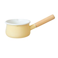 우드핸들 법랑 밀크팬 대형, 1개, 버터옐로우, 15.3cm