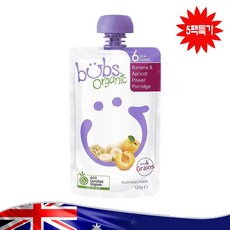 호주 유명 Bubs 유기농 이유식 바나나 살구 파워죽 Bubs Organic Banana & Apricot Power Porridge 6 Months+ 120g 5개묶음, 5개