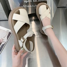 앞막힌샌들 설온 여성 여름 통굽 로마 스트랩 샌들 수야