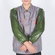 연장 타입 PVC 방수 부식 방지 내유성 내산알칼리 가죽 보호 소매 키친 수산 작업, 군녹색 색깔