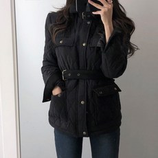 백쏘 라운딩 퀼팅 패딩 슬림 자켓