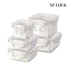 (엔에프락)정사각 트라이탄 밀폐용기 5종 세트(460ml780ml780ml(칸막이)1200ml1500ml