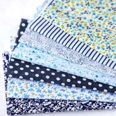7 개 100% 면 직물 모듬 사전 컷 꽃 천 바느질 패치 워크 번들 DIY 장식 수제 재료 25x25cm, [11] Navy